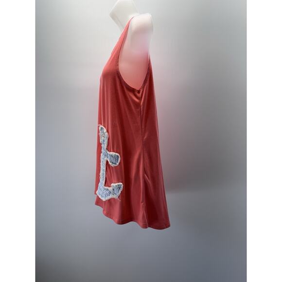 Lost Petal Linens Stitched Pink and Blue Anchor Tank Top Women’s Size Medium - Picture 4 of 8